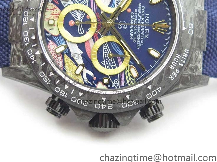 MiroTime 0406 Daytona DIW Carbon OMF Best Edition Blue Paint Dial on Deep Blue Nylon Strap A Tailored 2842